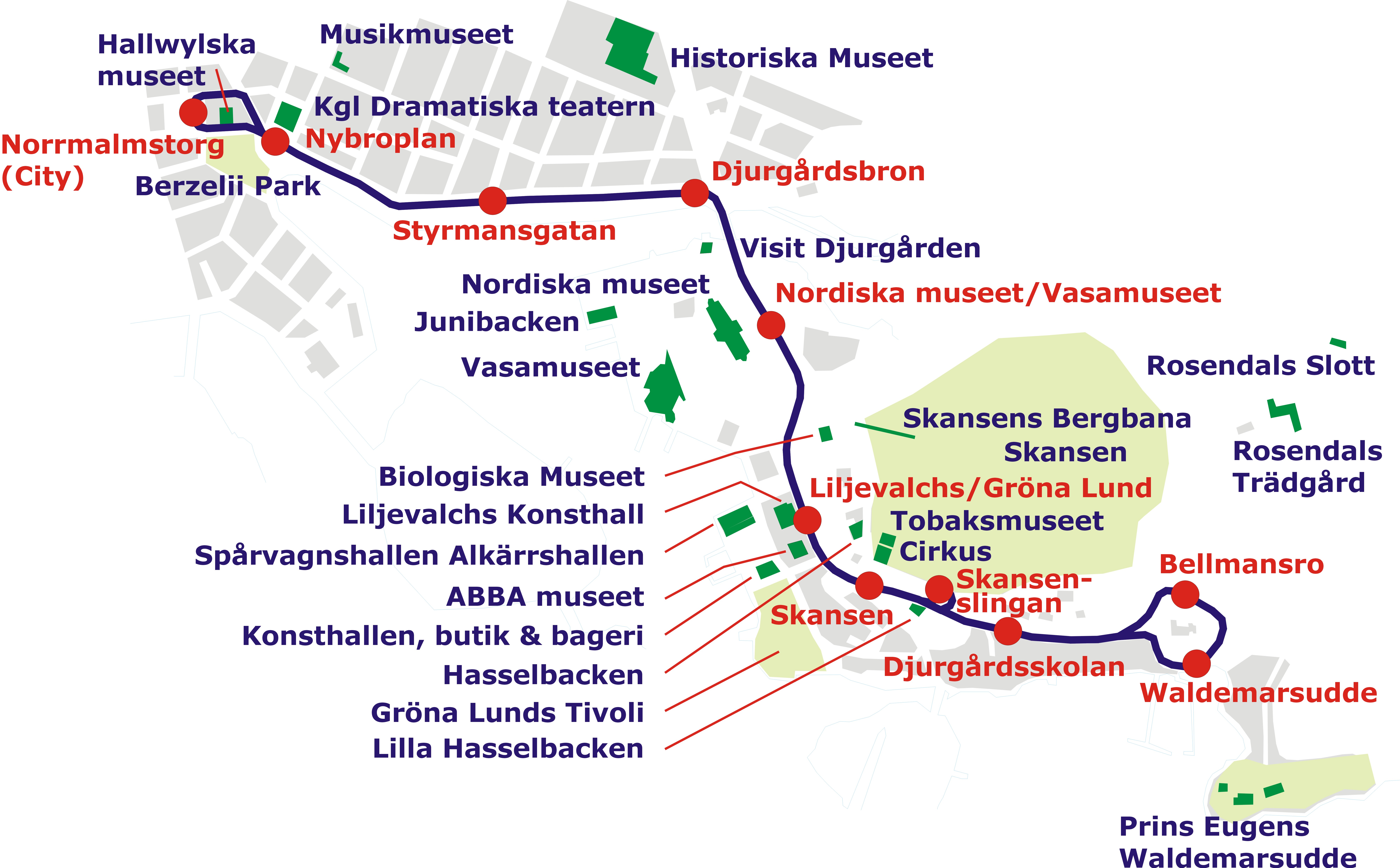 Djurgården, Spårväg City, SL, Gröna Lund, Skansen, Djurgårdslinjen, Spårvagn, Veteranspårvagn, Svenska Spårvägssällskapet